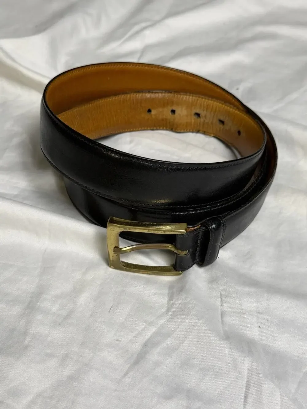 Trafalgar Dress Belt Mens Size 40 Black Hand Polished Cortina Leather Made USA